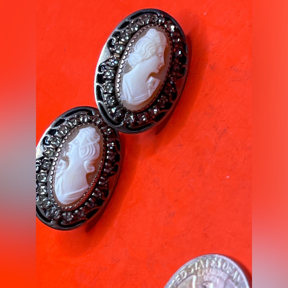 Vintage Sterling Silver Cameo Earrings!